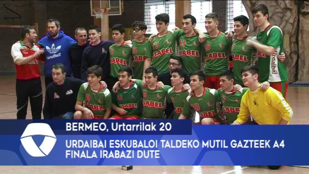 Urdaibai Eskubaloi Taldeko mutil gazteek A4 finala irabazi dute