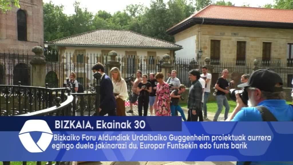 Bizkaiko Foru Aldundiak Urdaibaiko Guggenheim proiektuak aurrera egingo duela jakinarazi du, Europar Funtsekin edo horiek barik