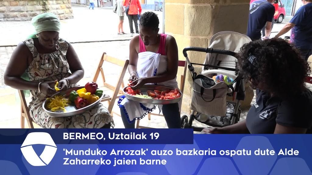 ‘Munduko Arrozak’ auzo bazkaria ospatu dute Bermeoko Alde Zaharreko jaien barne