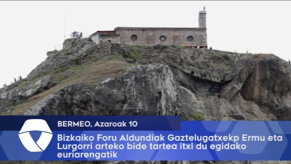 Bizkaiko Foru Aldundiak Gaztelugatxeko Ermu eta Lurgorri arteko bide-tartea itxi du, euriengatik