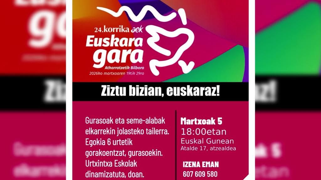 Ziztu bizian euskaraz izeneko tailerra eskainiko dau Berbalagunek, martxoaren 5ean