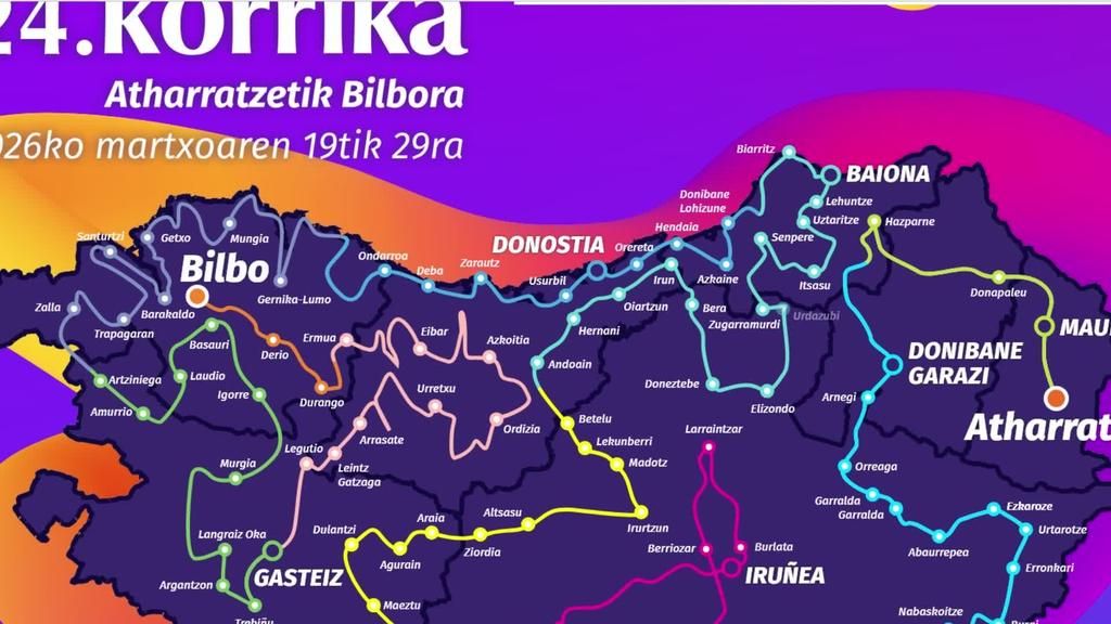 24. Korrikaren ibilbidea zein izan dan zehaztu dabe
