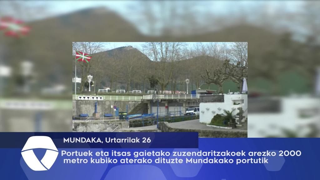 Portuek eta itsas gaietako zuzendaritzakoek arezko 2000 metro kubiko aterako dituzte Mundakako portutik