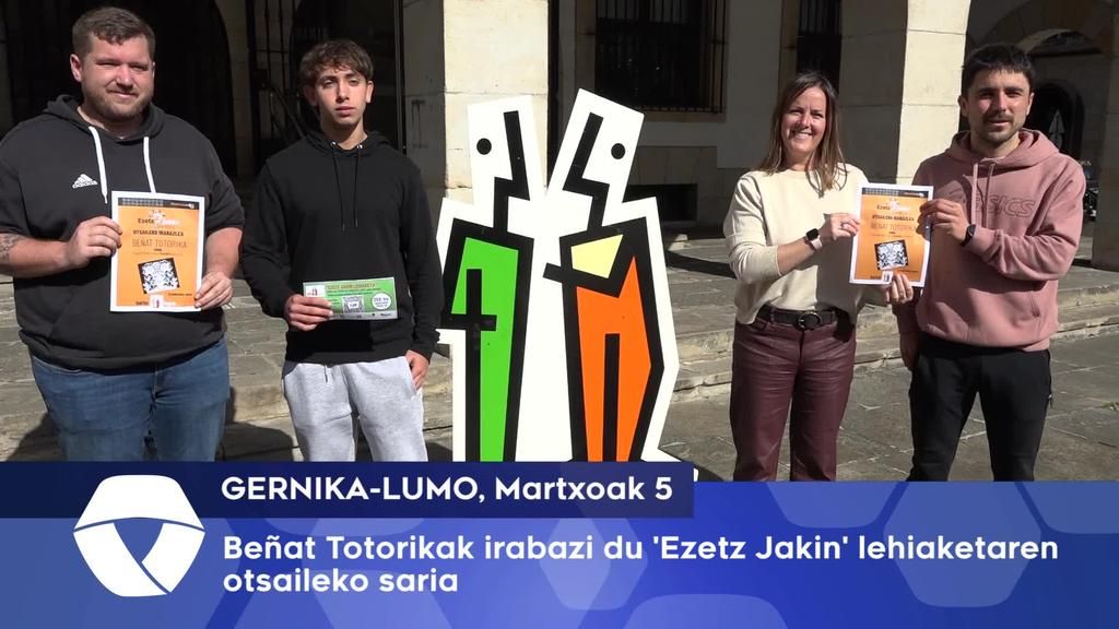 Beñat Totorikak irabazi du Ezetz Jakin lehiaketaren otsaileko saria