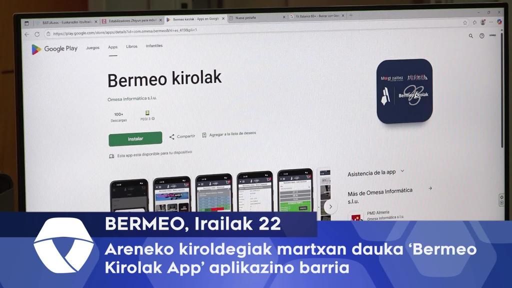 Areneko kiroldegiak martxan dauka ‘Bermeo Kirolak App’ aplikazino barria