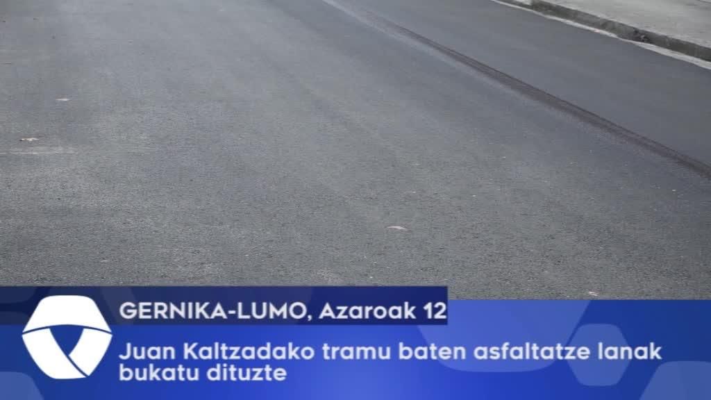 Juan Kaltzadako tramu baten asfaltatze lanak