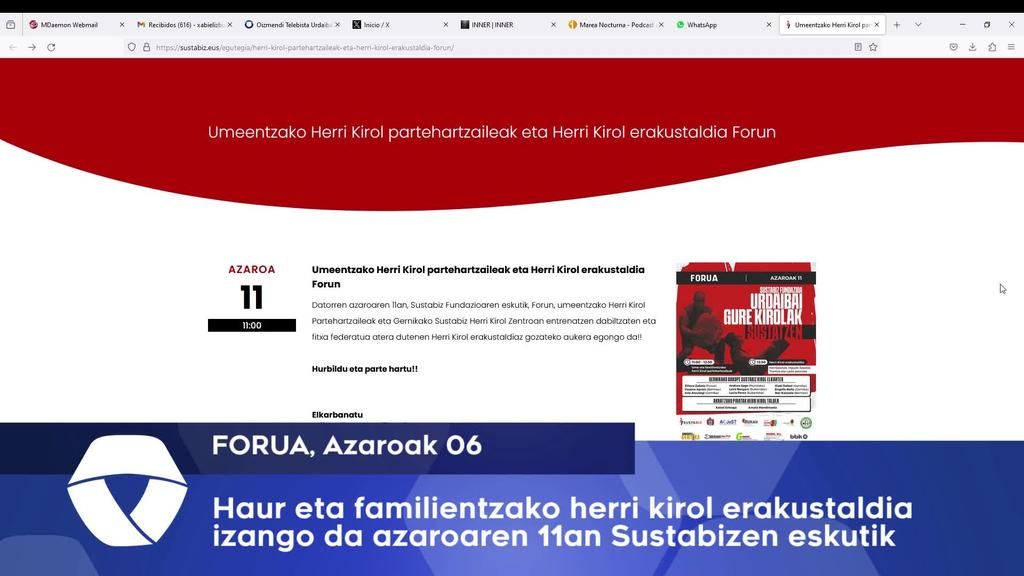 Ume eta familientzako herri kirol erakustaldia izango da azaroaren 11an Sustabizen eskutik