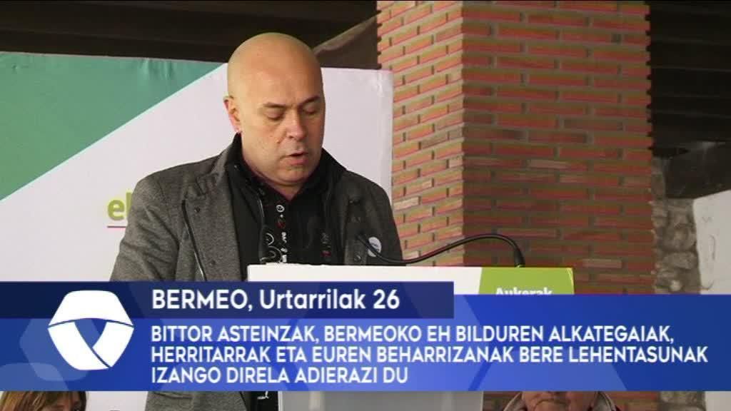 Bittor Asteinzak Bermeoko EH Bilduren alkategaiak herritarrak eta euren beharrizanak bere lehentasunak izango direla adierazi du