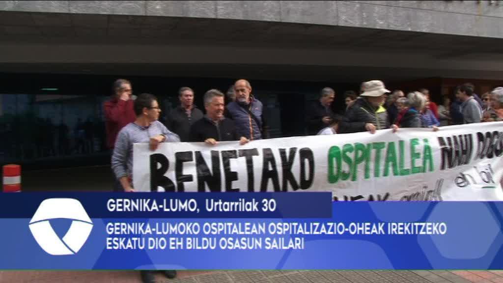 GERNIKA-LUMOKO OSPITALEAN OSPITALIZAZIO-OHEAK IREKITZEKO ESKATU DIO EH BILDU OSASUN SAILARI