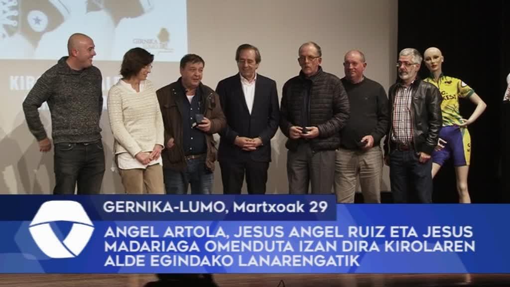 Angel Artola, Jesus Angel Ruiz eta Jesus Madariaga omenduta izan dira Gernika-Lumon kirolaren alde egindako lanarengatik