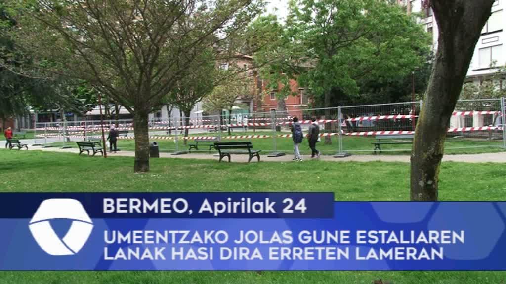 Umeentzako jolas gune estaliaren lanak hasi dira Erreten Lameran