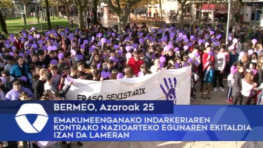 Emakumeenganako Indarkeriaren kontrako Nazioarteko egunaren ekitaldia izan da Bermeoko Lameran