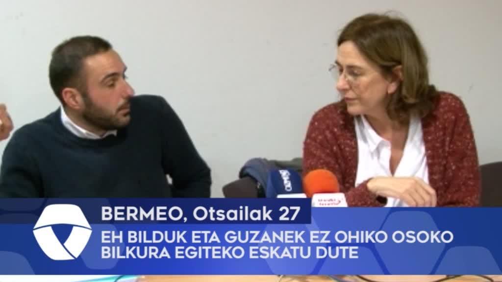 EH Bilduk eta Guzanek ez ohiko osoko bilkura egiteko eskatu dute