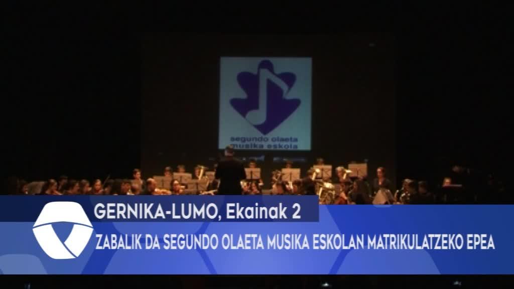 Zabalik da Segundo Olaeta Musika Eskolan matrikulatzeko epea