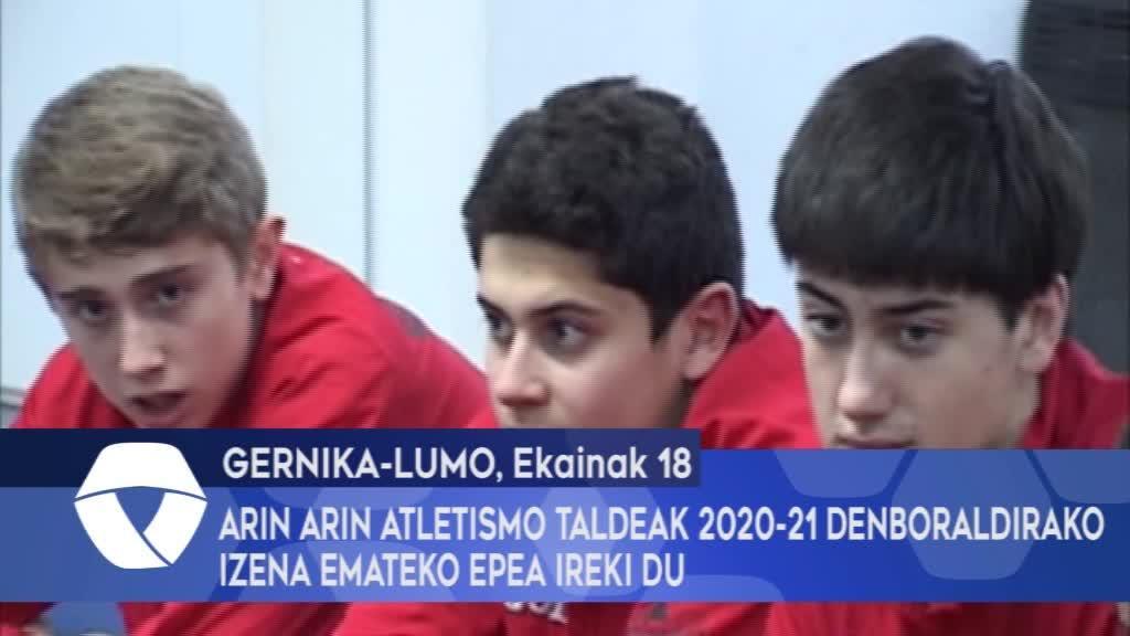 Arin Arin Atletismo Taldeak 2020-21 denboraldirako izena emateko epea ireki du