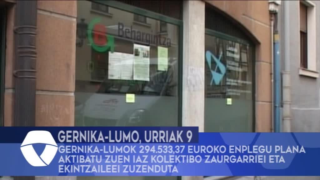 Gernika-Lumok 294.533,37 euroko enplegu plana aktibatu zuen iaz kolektibo zaurgarriei eta ekintzaileei zuzenduta