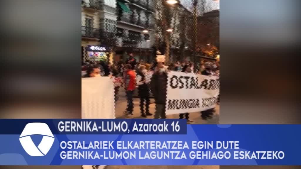 Ostalariek elkarteratzea egin dute Gernika-Lumon laguntza gehiago eskatzeko