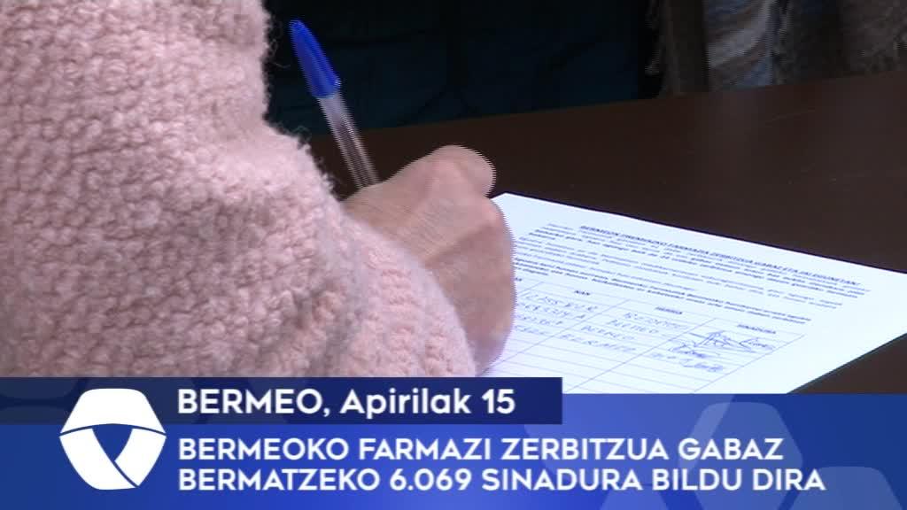 Bermeoko farmazi zerbitzua gabaz bermatzeko 6.069 sinadura bildu dira