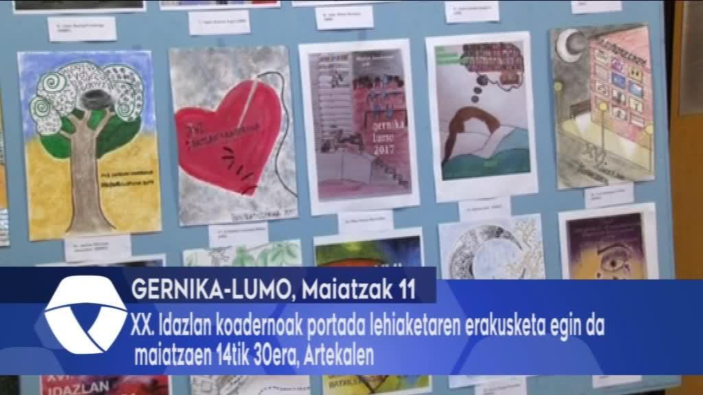 XX. Idazlan koadernoak portada lehiaketaren erakusketa egin da maiatzaren 14tik 30era, Artekalen