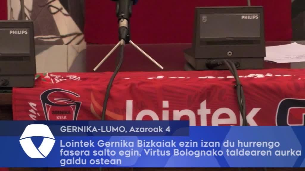 Lointek Gernika Bizkaiak ezin izan du Virtus Bolognaren aurka, 62-67 galdu baitu