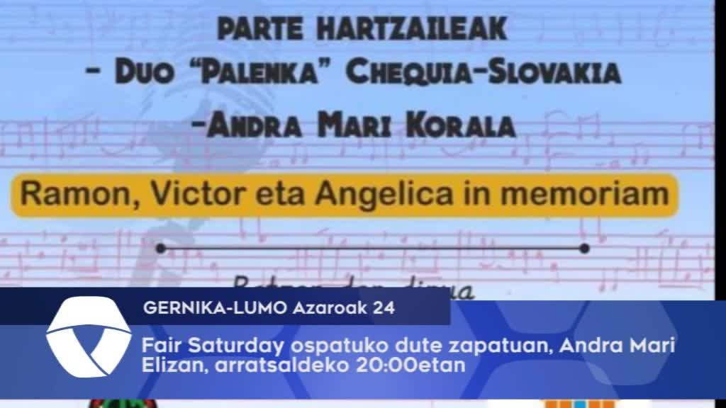 Andra Mari Elizan, arratsaldeko 20:00etan Fair Saturday ospatuko dute, kontzertu solidarioa eginez