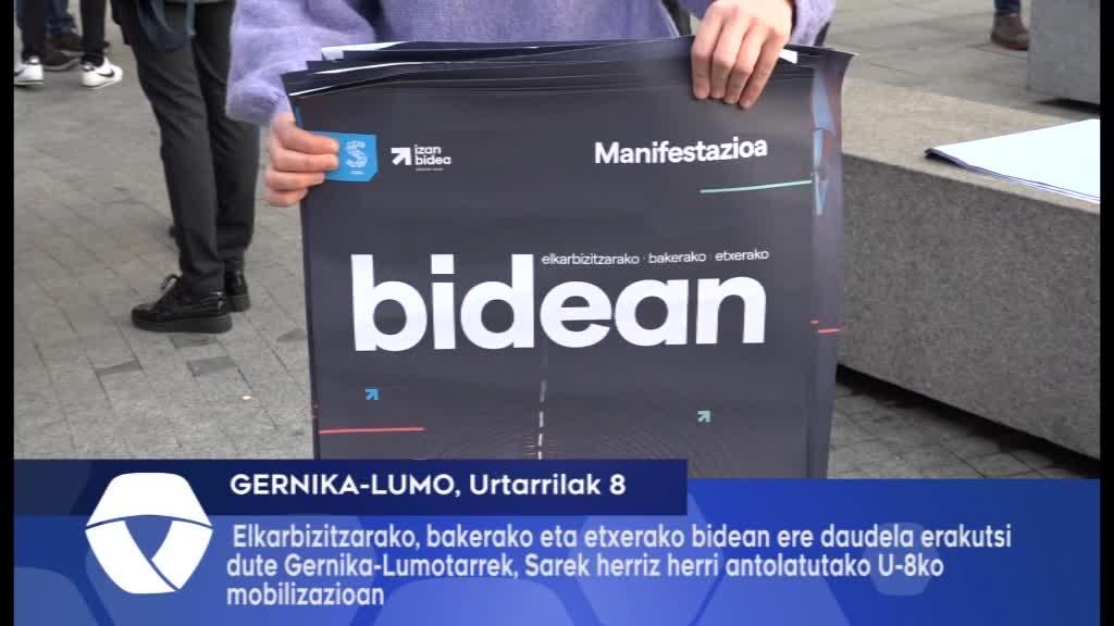 Elkarbizitzarako, bakerako eta etxerako bidean ere daudela erakutsi dute Gernika-Lumotarrek, Sarek herriz herri antolatutako U-8ko mobilizazioan