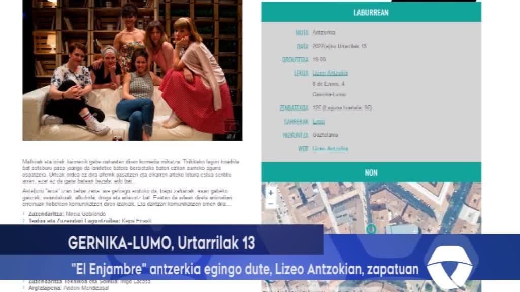 El Enjambre antzerkia egingo dute zapatuan, Gernika-Lumoko Lizeo Antzokian