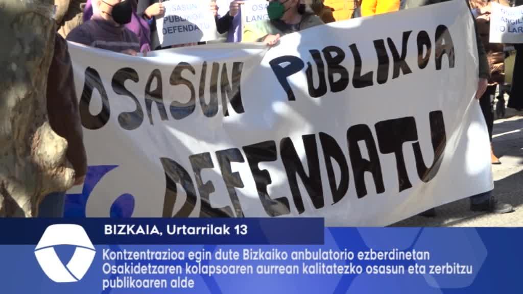 Kontzentrazioa egin dute Bizkaiko anbulatorio ezberdinetan Osakidetzaren kolapsoaren aurrean kalitatezko osasun eta zerbitzu publikoaren alde
