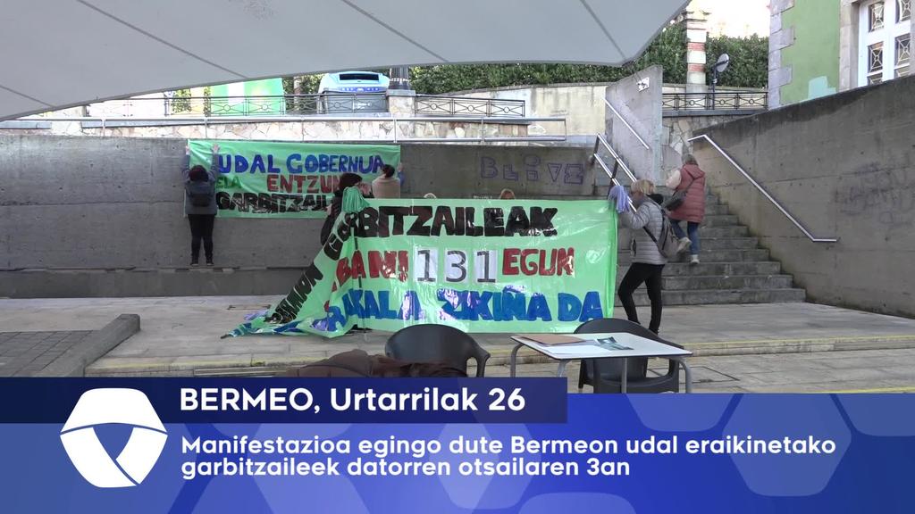 Manifestazioa egingo dute Bermeon udal eraikinetako garbitzaileek datorren otsailaren 3an