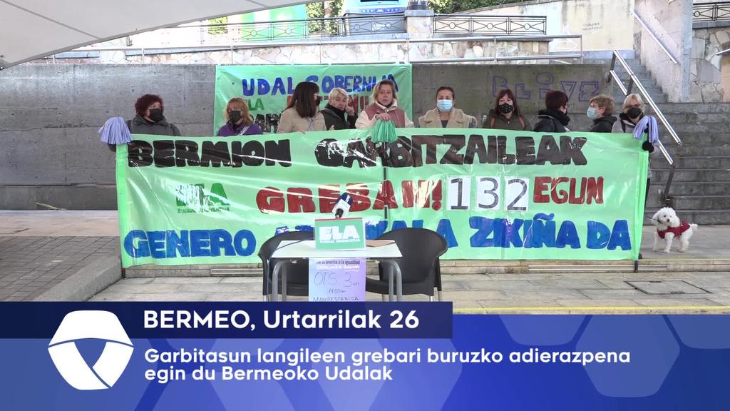 Garbitasun langileen grebari buruzko adierazpena egin du Bermeoko Udalak