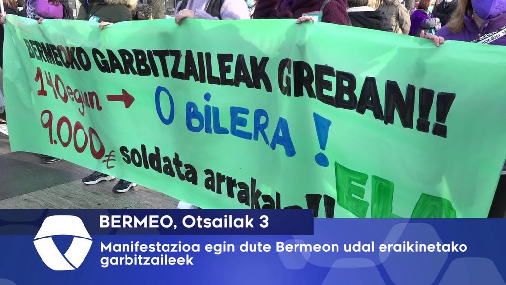 Manifestazioa egin dute Bermeon udal eraikinetako garbitzaileek
