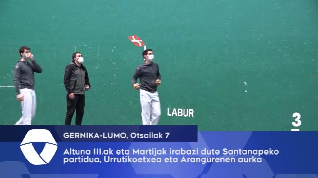 Altuna III.ak eta Martijak irabazi egin dute Santanape kiroldegiko partida, Urrutikoetxea eta Arangurenen aurka
