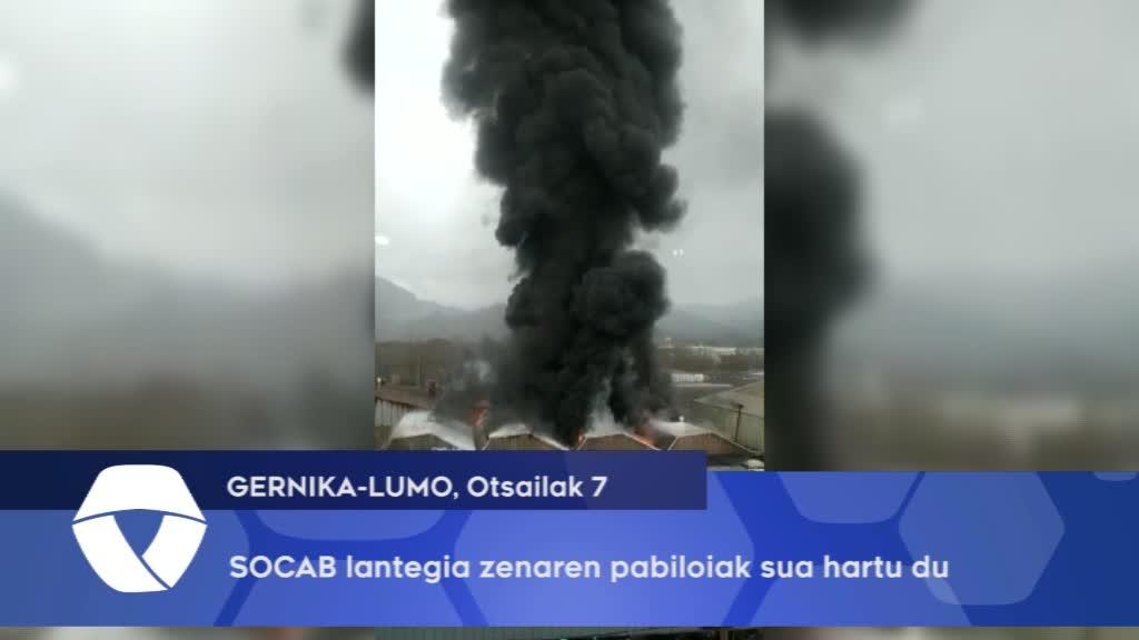SOCAB pabilioia zenaren lantegiak sua hartu du