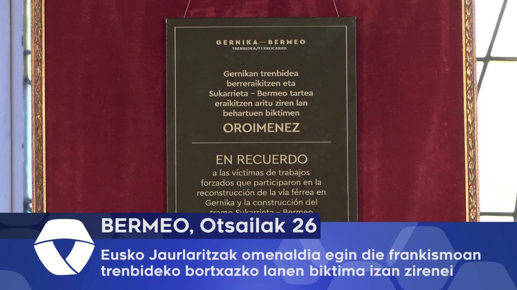 Eusko Jaurlaritzak omenaldia egin die Gerra Zibilean eta Frankismoan trenbideko bortxazko lanen biktima izan zirenei