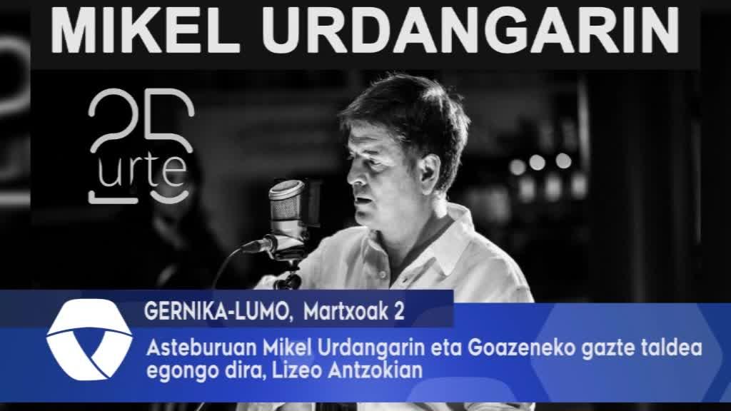 Mikel Urdangarin eta Goazen ikustaldiak egongo dira, Lizeo Antzokian, asteburu honetan