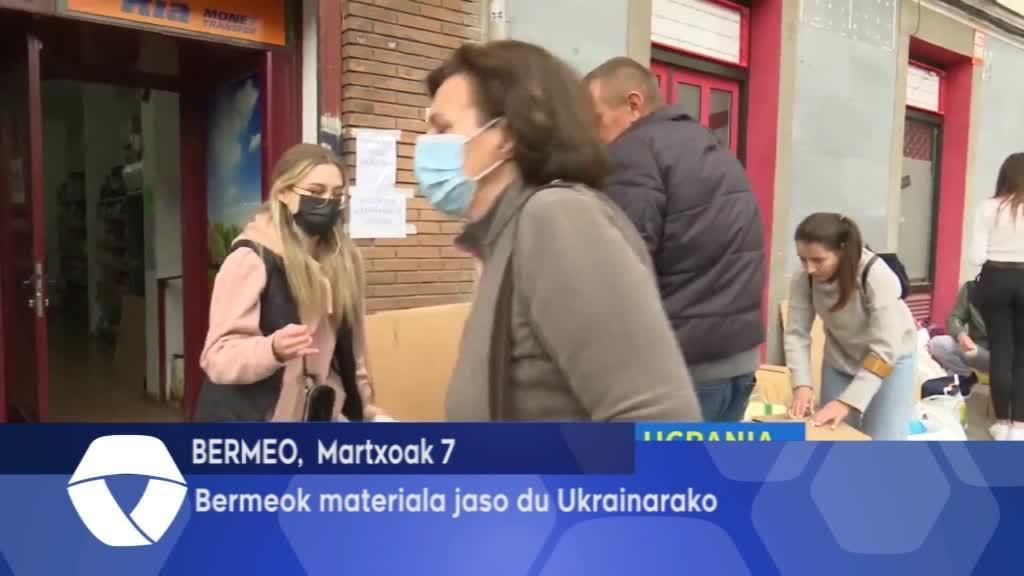 Ukrainara bidaltzeko materiala jaso da, Bermeon