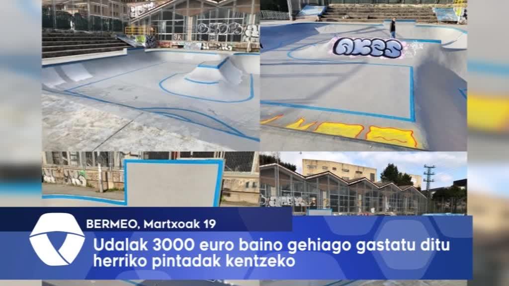 Bermeoko Udalak 3000 euro baino gehiago gastatu ditu herriko pintadak kentzen