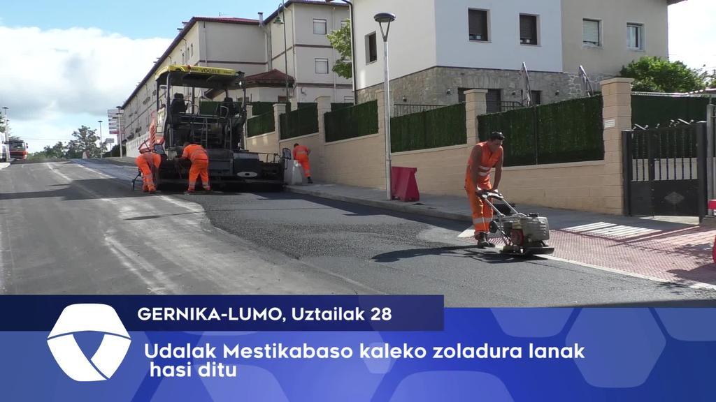 Mestikabaso kaleko zoladura lanak hasi ditu Gernika-Lumoko Udalak