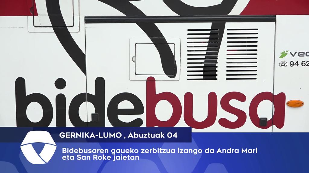 Bidebusaren gaueko zerbitzua itzuliko da Andra Mari eta San Roke jaietan