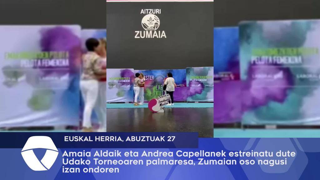 Amaia Aldaik eta Andrea Capellanek estreinatu dute Udako Torneoaren palmaresa, Zumaian oso nagusi izan ondoren
