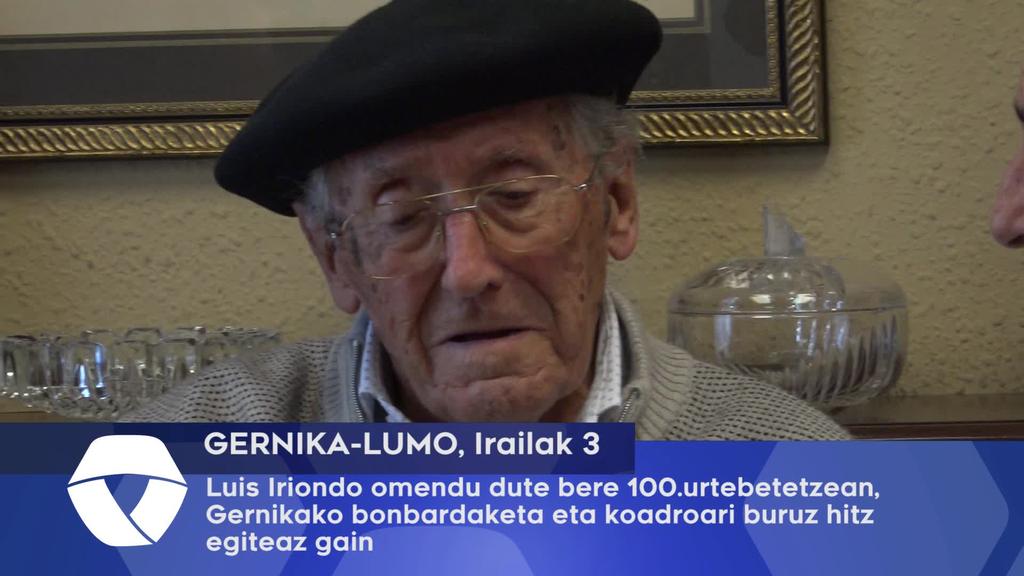 Luis Iriondo omendu dute bere 100. urtebetetzean, Gernikako bonbardaketa, gerra, bakea eta koadroari buruz hitz egiteaz gain