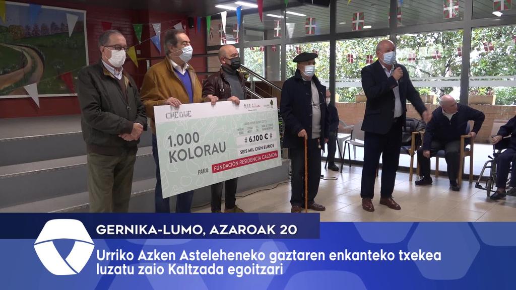 Urriko Azken Asteleheneko gaztaren enlanetko txekea luzatu zaio Kaltzada egoitzari