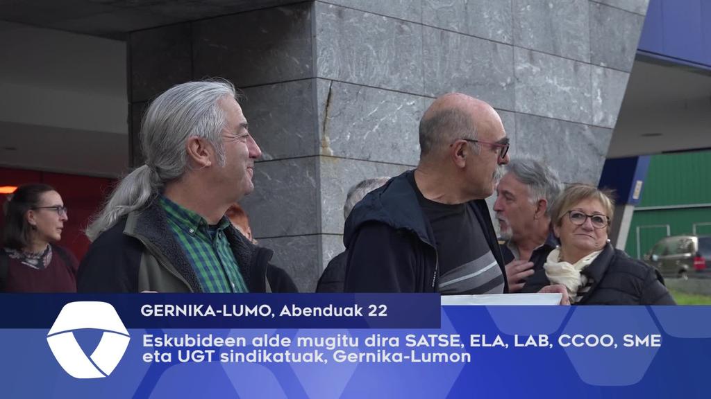 Eskubideen alde mugitu dira SATSE, ELA, LAB, CCOO, SME eta UGT sindikatuak, Gernika-Lumon