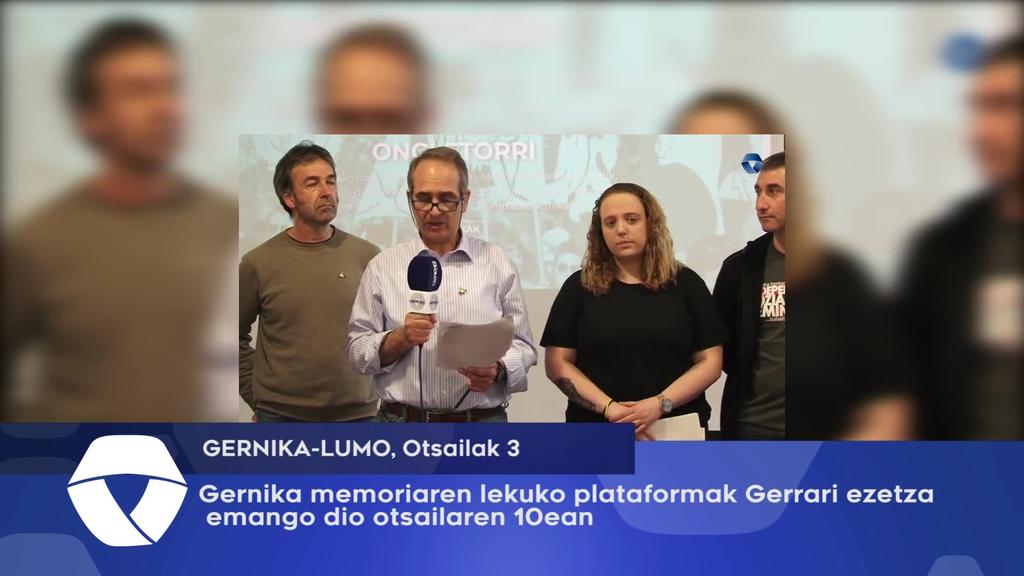 Gernika memoriaren lekuko plataformak Gerrari ezetza emango dio otsailaren 10ean