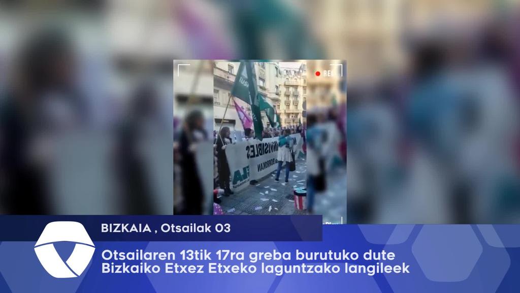 Greba burutuko dute Bizkaiko Etxez Etxzeko laguntza langileek otsailaren 13tik 17ra