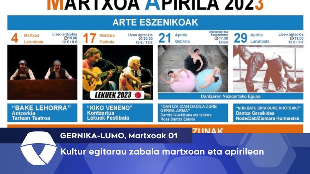 Kultur egitarau zabala martxoan eta apirilean