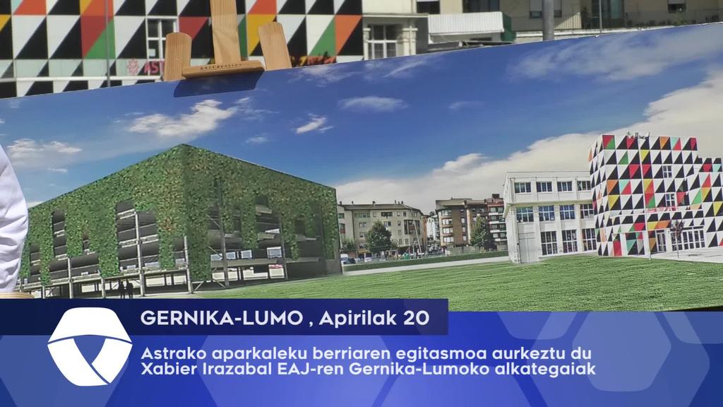 Xabier Irazabal EAJ-ren Gernika-Lumoko alkategaiak Astrako aparkaleku berriaren egitasmoa aurkeztu du