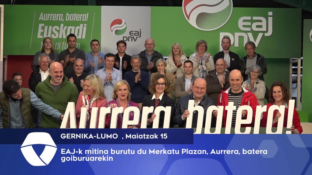 Aurrera, batera, goiburuarekin mitina burutu du EAJ-k Merkatu Plazan