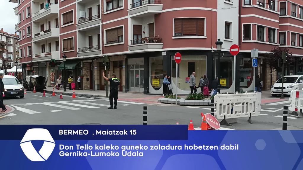 Don Tello kaleko guneko zoladura hobetzen dabil Gernika-Lumoko Udala