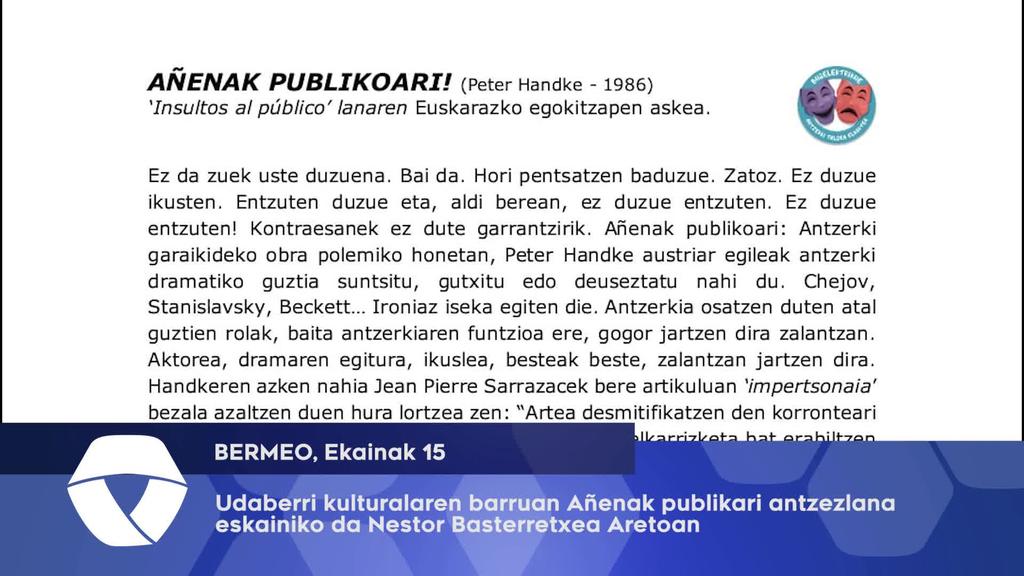 Udaberri kulturalaren barruan Añenak publikari antzezlana